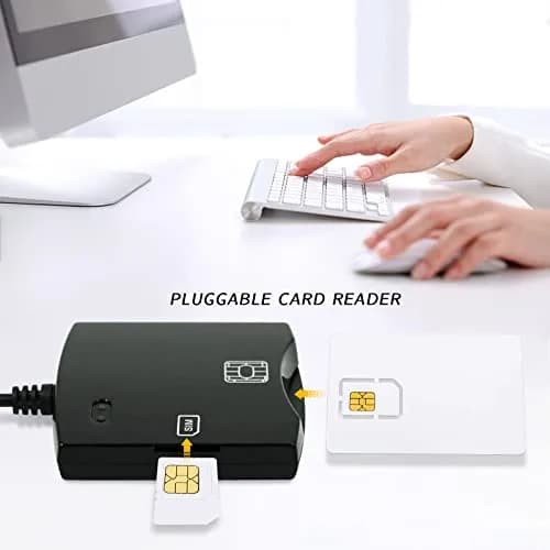 BOMFLORE SCR-N68 Smart Card Reader Writer USB with 5 LTE 4G Blank USIM Cards | Windows, Linux Compatible thumbnail 4