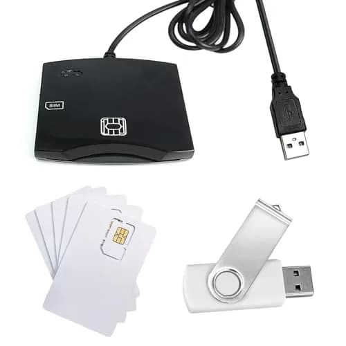 BOMFLORE SCR-N68 Smart Card Reader Writer USB with 5 LTE 4G Blank USIM Cards | Windows, Linux Compatible thumbnail 1