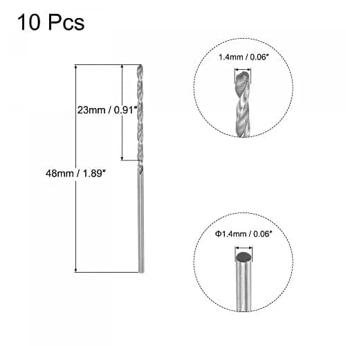 uxcell 10 Pcs 1.4mm HSS Twist Drill Bits | Fully Ground, Long Service Life, for Mild Steel Copper Aluminum thumbnail 2