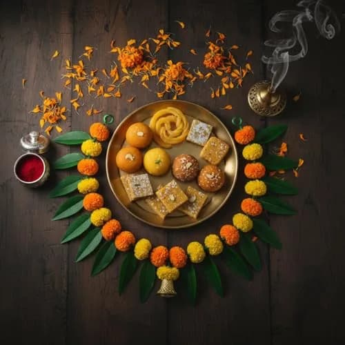 iHandikart Marigold Flowers with Mango Leaf Door Hanging Toran 96.5x20.3 cm (38x8 inch) Pack of 1 | Traditional Festival Decoration thumbnail 5