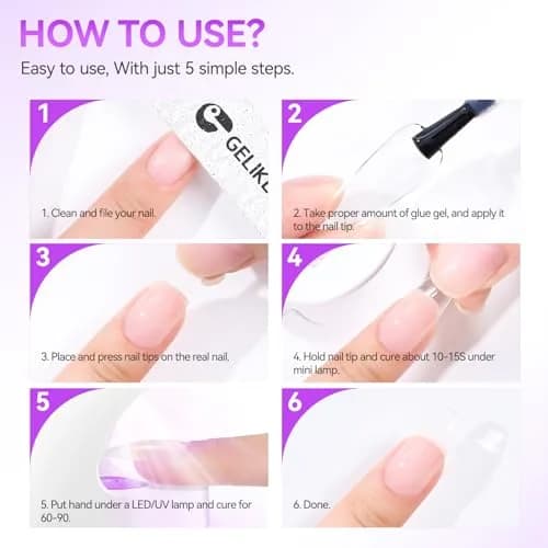 gelike ec 6 in 1 Gel Nail Glue for Press on Nails, 14ml (0.48 Fl Oz) Total | Salon Professional & Beginner Friendly thumbnail 7