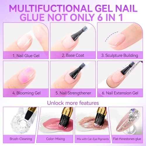 gelike ec 6 in 1 Gel Nail Glue for Press on Nails, 14ml (0.48 Fl Oz) Total | Salon Professional & Beginner Friendly thumbnail 3