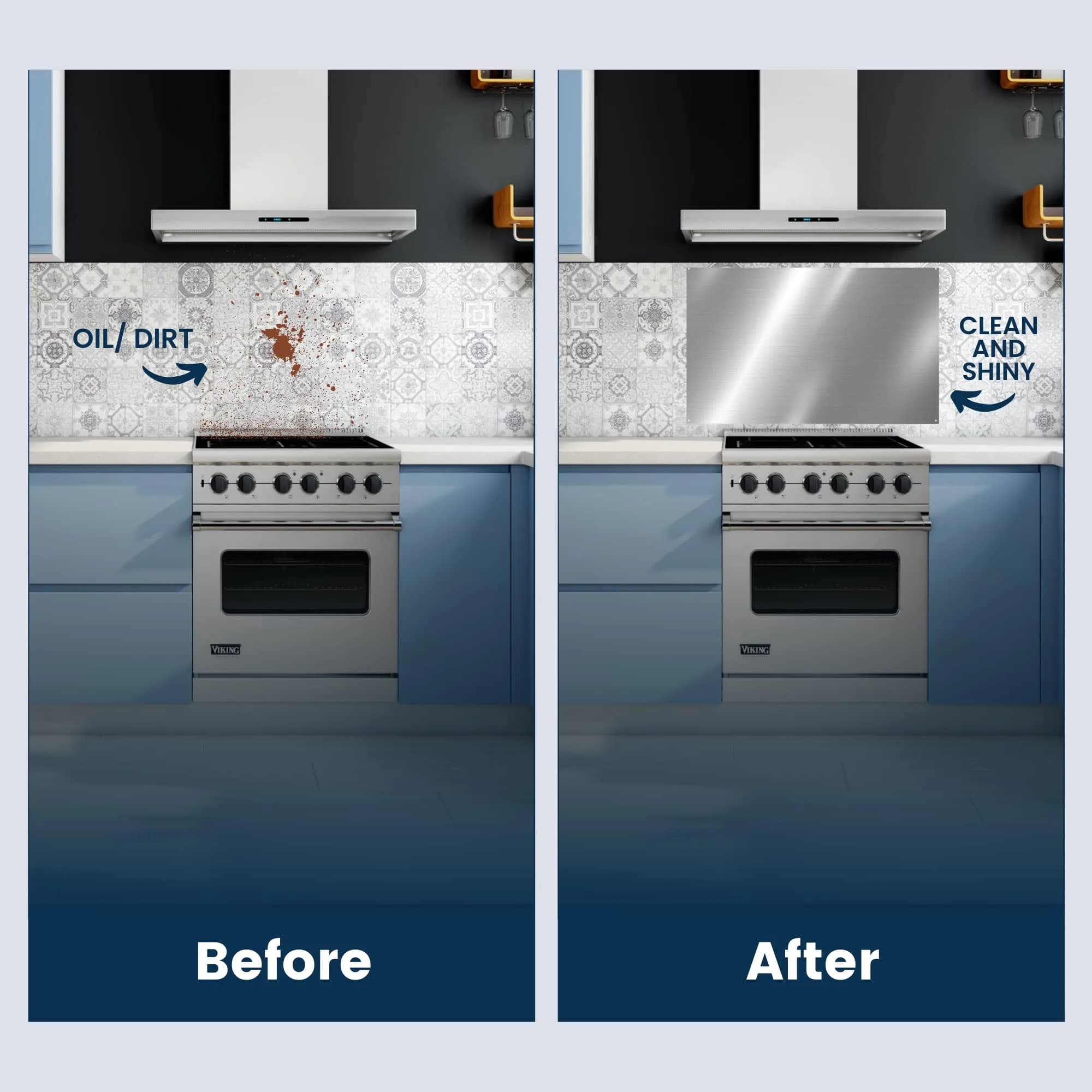 CalPalmy 24" x 30" Reversible Stainless Steel Backsplash Panel | Ultra Flat & Flushed for Stovetops - view 6