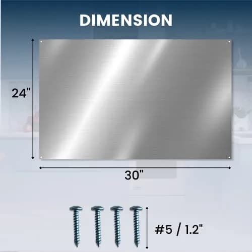 CalPalmy 24" x 30" Reversible Stainless Steel Backsplash Panel | Ultra Flat & Flushed for Stovetops thumbnail 3
