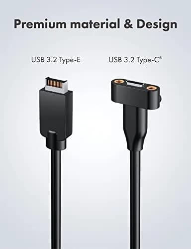 GRAUGEAR 20Gbps USB-C Front Panel Extension Cable 60cm (23.6 Inch) | Adds USB 3.2 Gen 2x2 Type-E Port with PCIe Bracket thumbnail 5