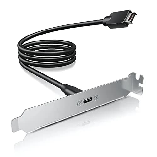 GRAUGEAR 20Gbps USB-C Front Panel Extension Cable 60cm (23.6 Inch) | Adds USB 3.2 Gen 2x2 Type-E Port with PCIe Bracket thumbnail 1