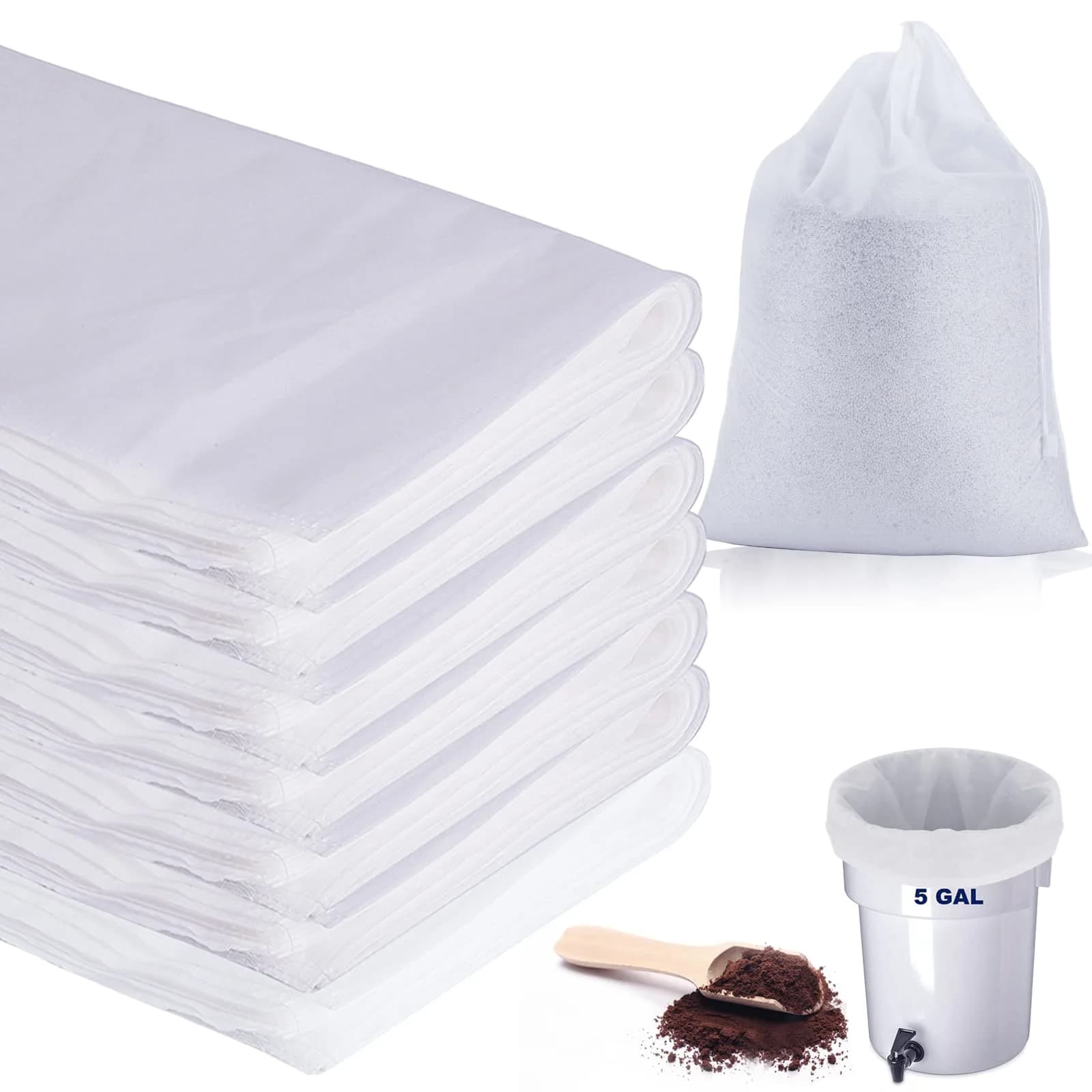 Vonluxin 50 Pack Cold Brew Coffee Filters 20" x 20" | Compatible with 5 Gallon Brewers — 20" X 20"