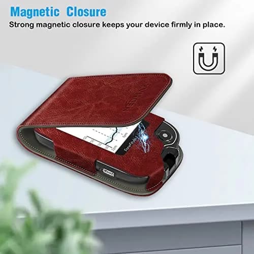 MEDMAX PU Leather Protective Case for Freestyle Libre 3 2 / Reader, Shockproof Diabetic Storage Carrying Case with Carabiner Clip & Handle (Brown) thumbnail 4