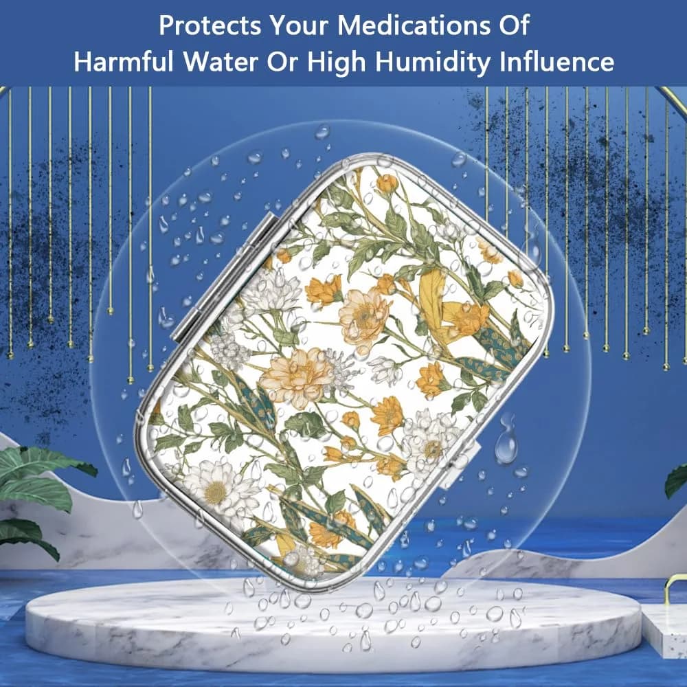 Hion 2 Compartment Pill Box 5.5cm (2.2") | FDA Approved Metal Organizer for Daily Vitamins - view 2