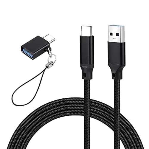 weishan USB C to USB Cable with Adapter, 2m (6.6ft) Black Braided Cord for Focusrite Scarlett Solo 3rd 4th Gen, 2i2 4th Gen | 10Gbps Data Transfer thumbnail 1