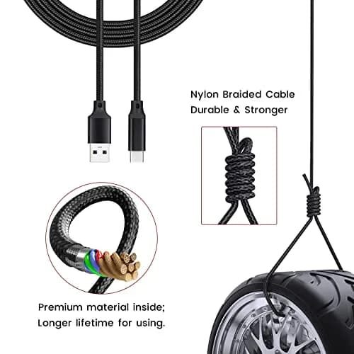 weishan USB C to USB Cable with Adapter, 2m (6.6ft) Black Braided Cord for Focusrite Scarlett Solo 3rd 4th Gen, 2i2 4th Gen | 10Gbps Data Transfer thumbnail 5