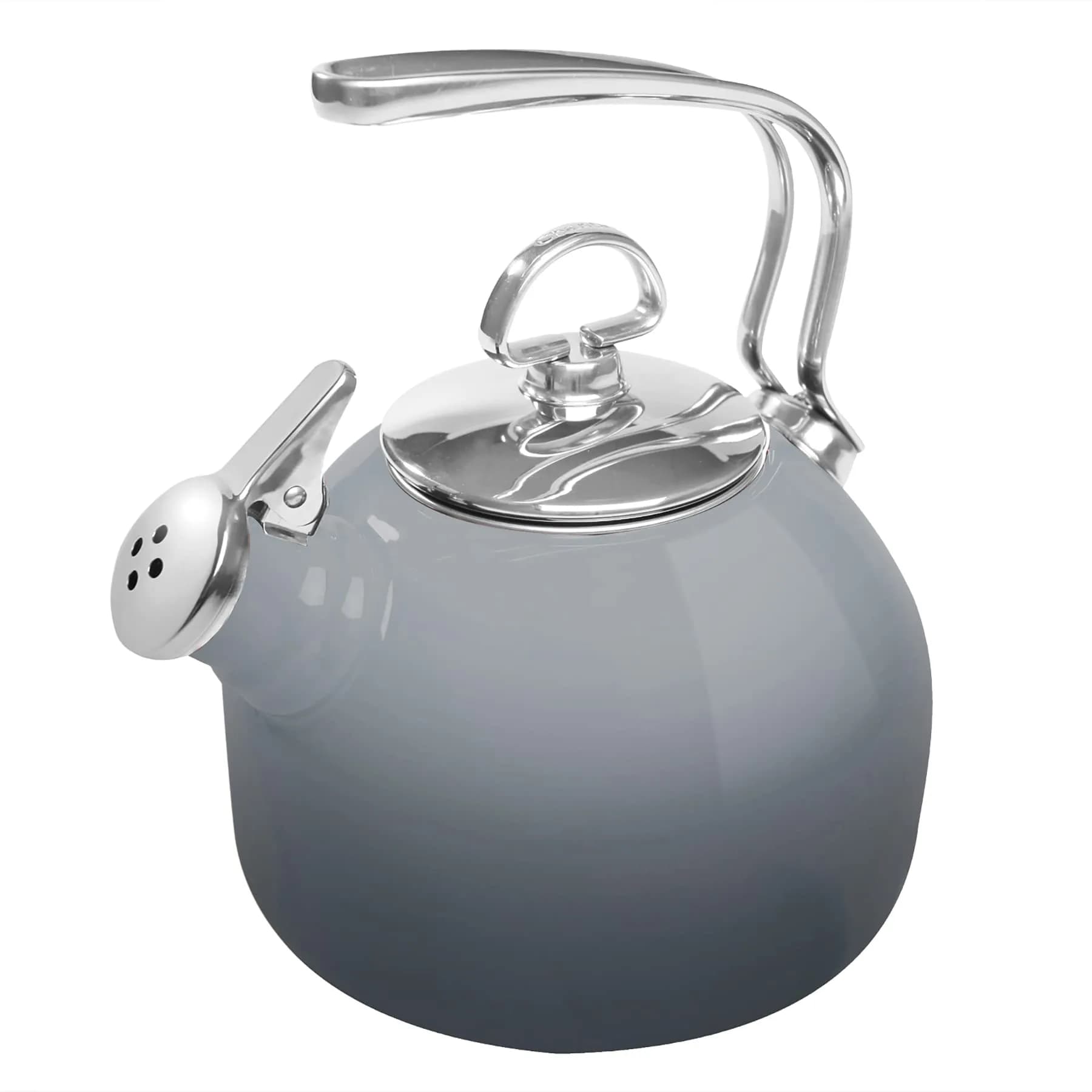 Chantal Classic Teakettle 1.8 QT Enamel Steel Harmonica Whistle Rapid Boil — Fade Grey
