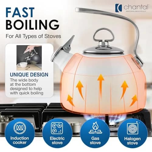 Chantal Enamel On Steel Classic Teakettle 1.8 Quarts | Timeless Design with Harmonica Whistle thumbnail 2