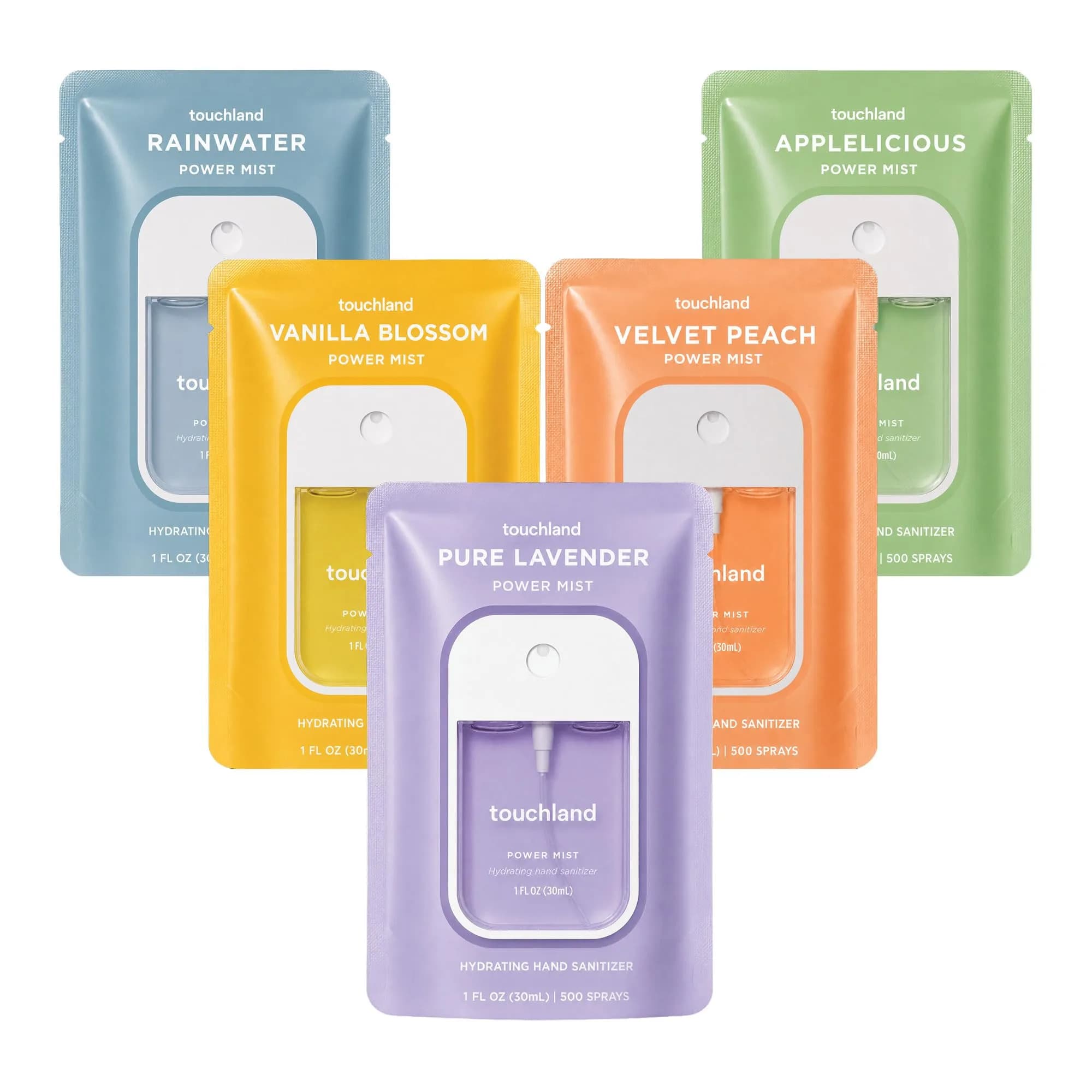 Touchland Blossom Five Set Hydrating Hand Sanitizer Spray 15ml (0.5 Fl Oz) | 5 Travel-Size Mists with Aloe Vera - main product image