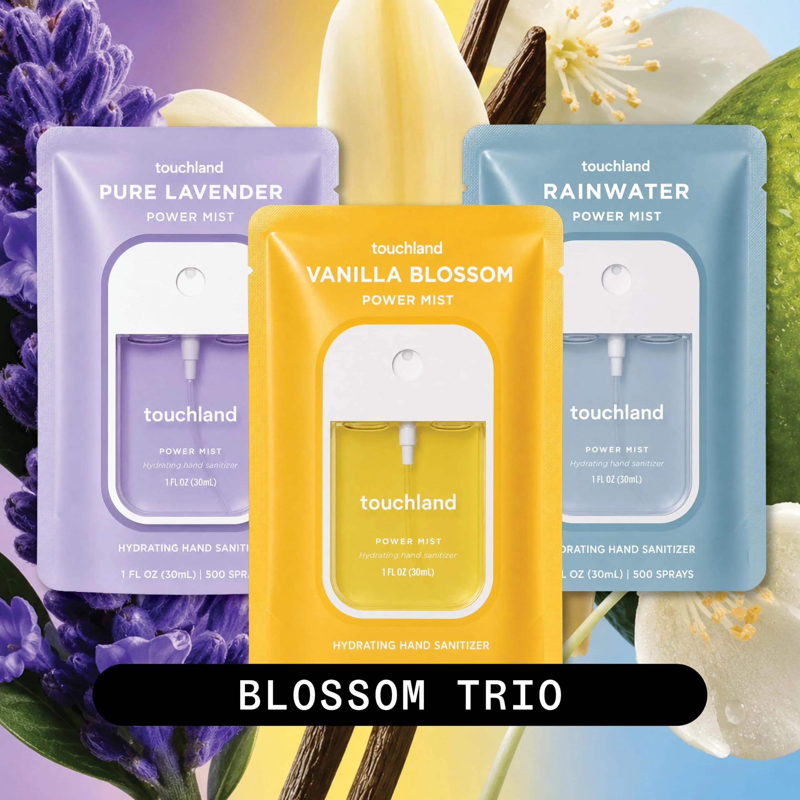 Touchland Blossom Trio Hydrating Hand Sanitizer Spray Set 89ml (3x1 Fl Oz) | Skincare-Forward Formula with Aloe Vera - view 2