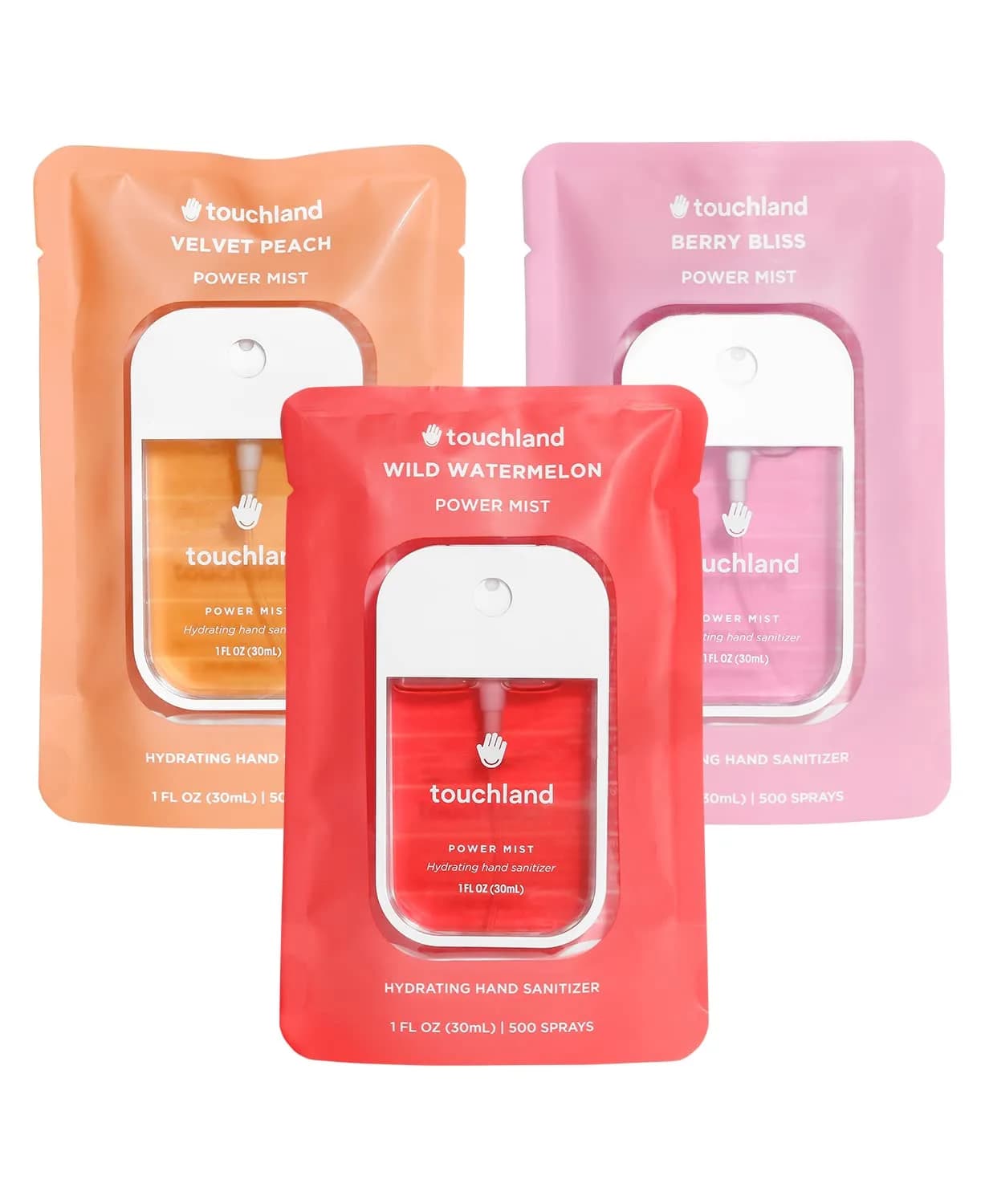 Touchland Hand Sanitizer Spray Juicy Trio - 3 x 1 FL OZ | Dermatologist Tested Hydrating Formula - main product image