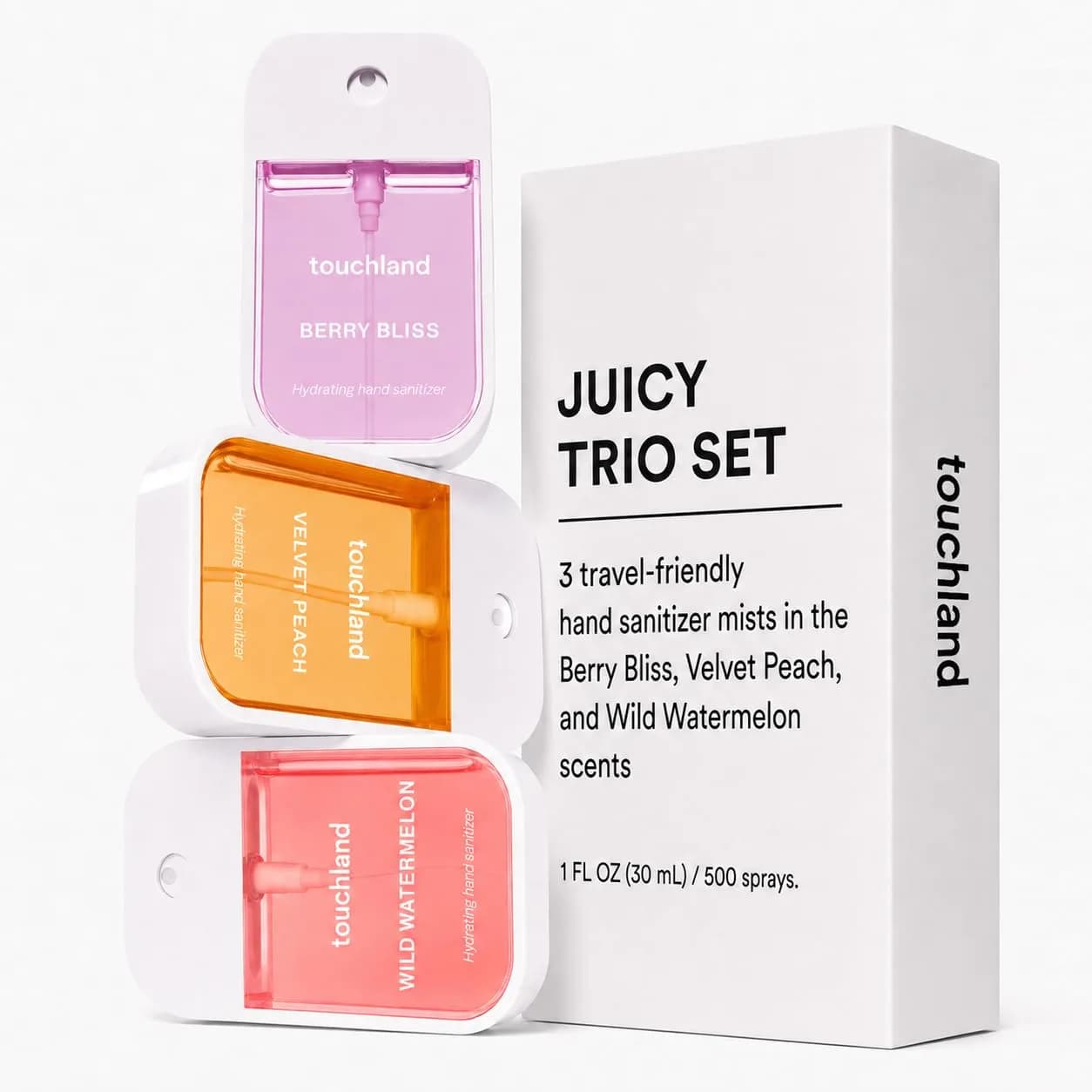 Touchland Juicy Trio Hydrating Hand Sanitizer Spray Set 3 x 29.57ml (1 Fl Oz) | Skincare-Forward Formula - view 3