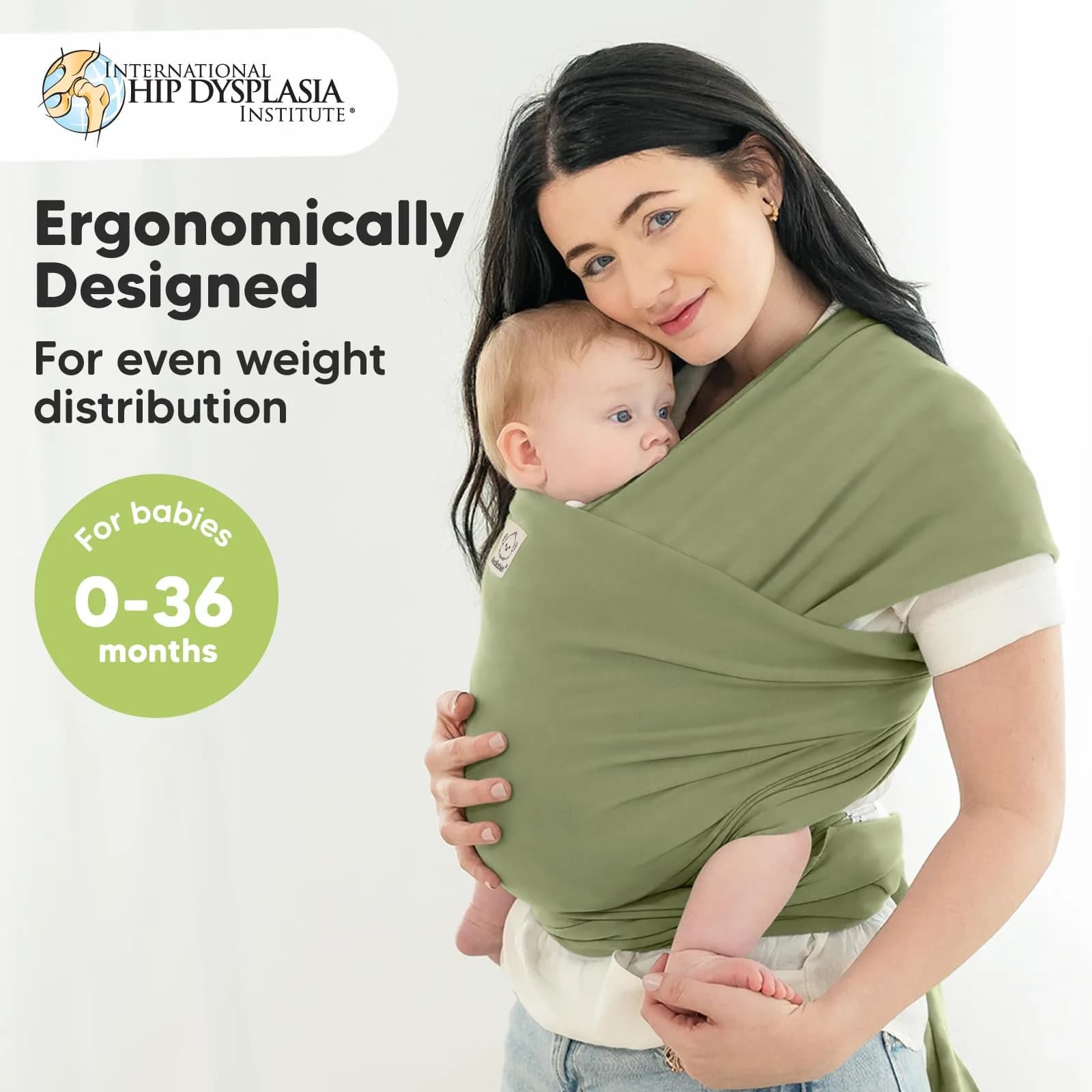 KeaBabies Original Baby Wrap Carrier in Dusty Olive - One Size, Breathable Fabric for Newborns - view 2