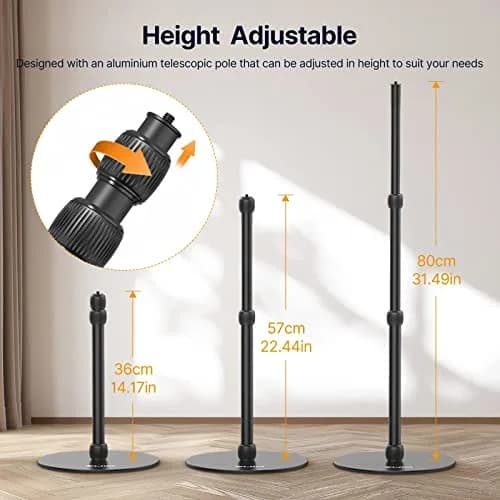 jusmo LS09 Aluminum Projector Floor Stand with Heavy Base & Ball Head | 42cm-88cm (16.5-34.6 Inch) Adjustable Height thumbnail 8