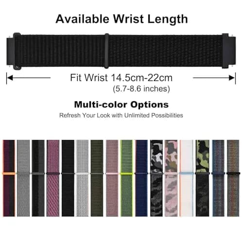 WOCCI 20mm Adjustable Nylon Watch Band, Quick Release Sport Loop Strap (Black) | Durable Nylon, Fits 14.5-22cm Wrist thumbnail 6
