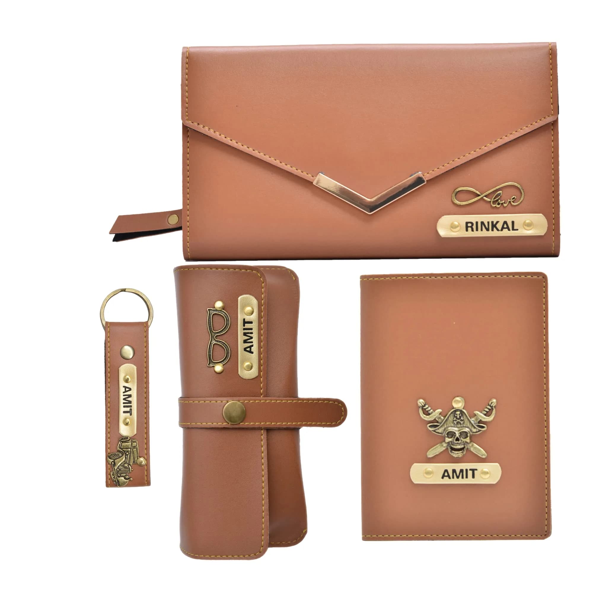 YOUR GIFT STUDIO Personalised Leather Gift Set for Women | Tan, Classic - main product image
