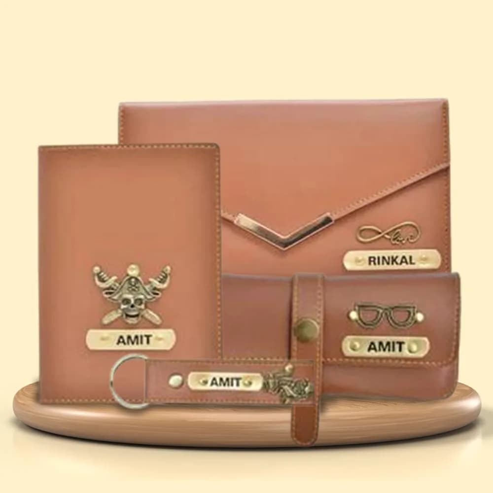 YOUR GIFT STUDIO Personalised Leather Gift Set for Women | Tan, Classic - view 2
