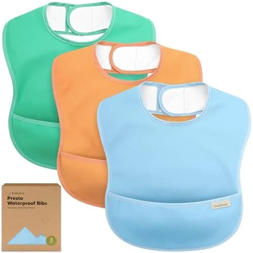 KeaBabies Waterproof Baby Bibs 3-Pack | Lightweight, Wipeable, Large Coverage for Feeding (6-36 months) thumbnail 1