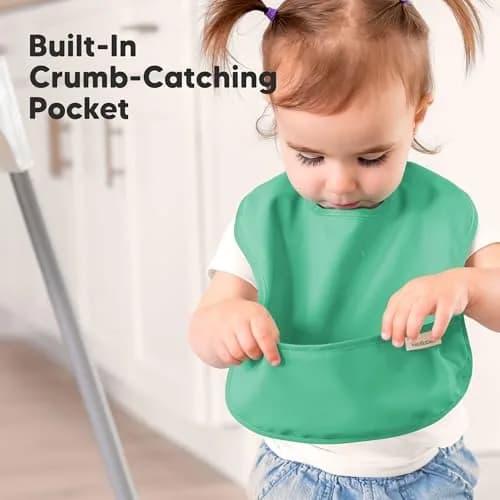 KeaBabies Waterproof Baby Bibs 3-Pack | Lightweight, Wipeable, Large Coverage for Feeding (6-36 months) thumbnail 5