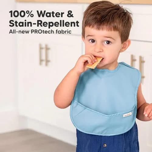 KeaBabies Waterproof Baby Bibs 3-Pack | Lightweight, Wipeable, Large Coverage for Feeding (6-36 months) thumbnail 2