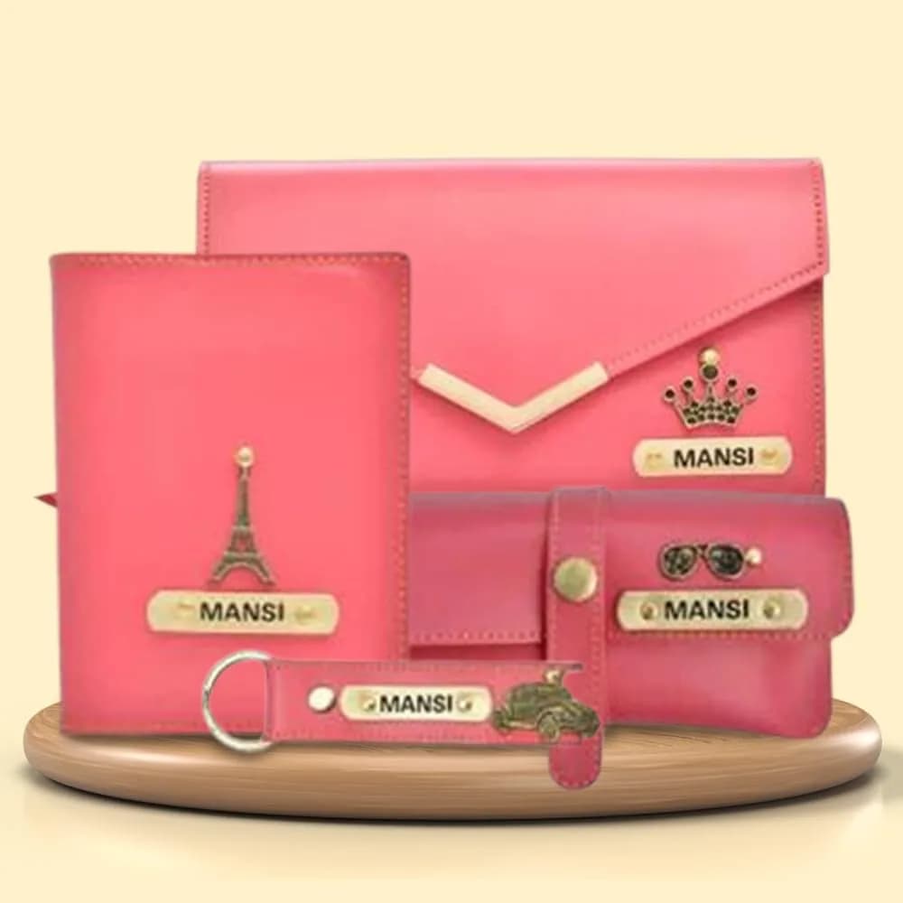 YOUR GIFT STUDIO Personalised Leather Gift Set for Women | Wine Color, 196g (6.9 oz) - view 2
