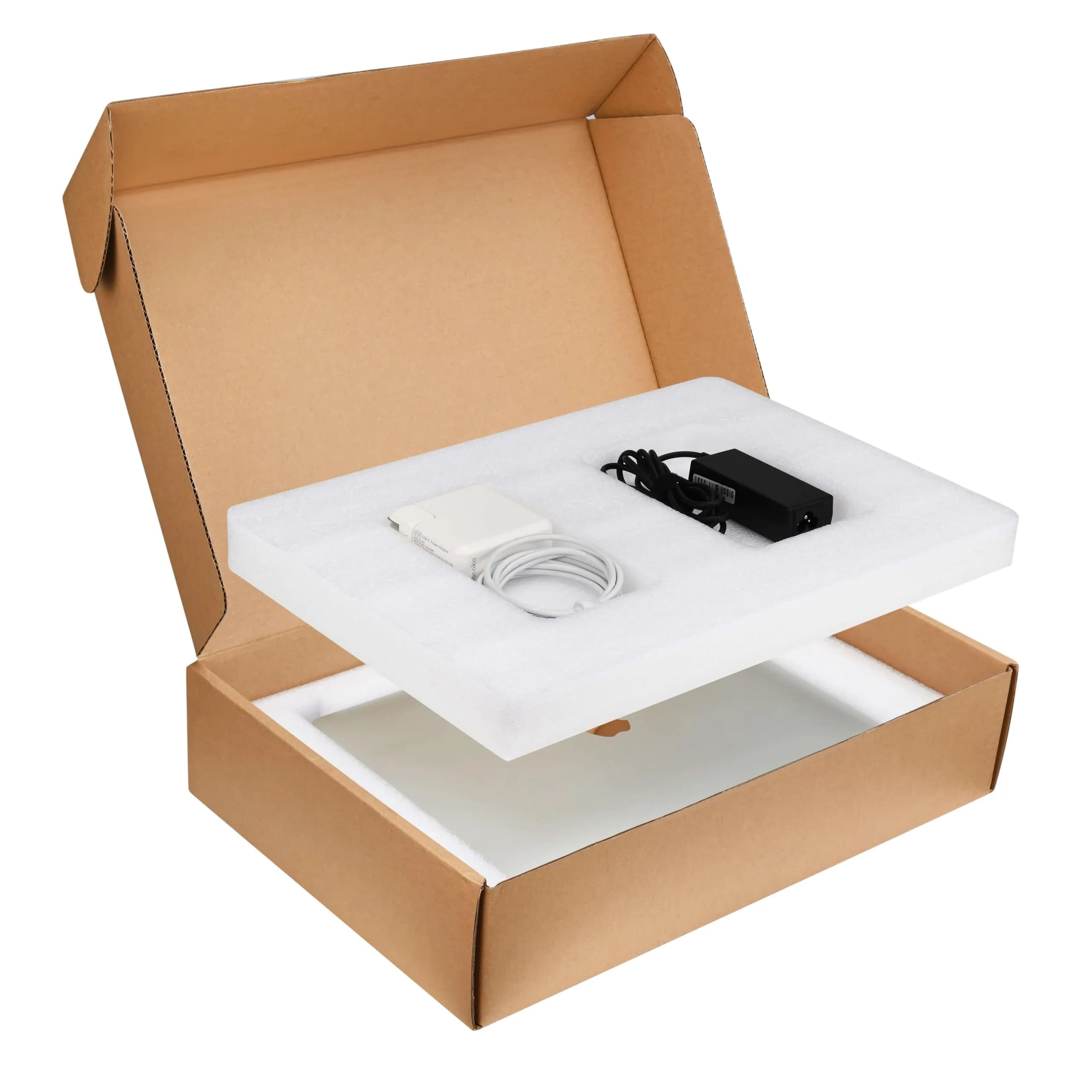 Iacoka Laptop Shipping Box with Foam Protection, Fits 15.15" x 10" x 1.38" Laptops — natural