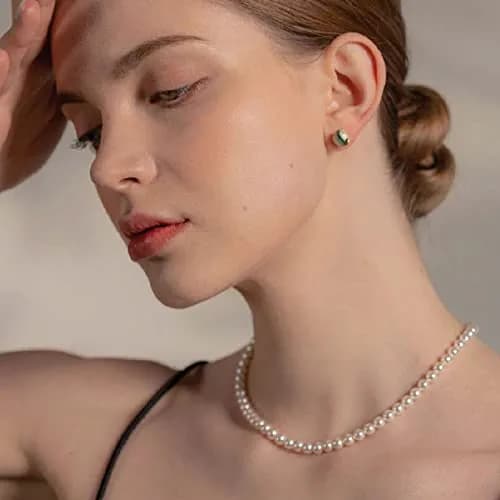 HERIER Pearl Necklace for Women 6MM | Elegant Imitation Pearl Jewelry with Silver or Gold Finish thumbnail 4