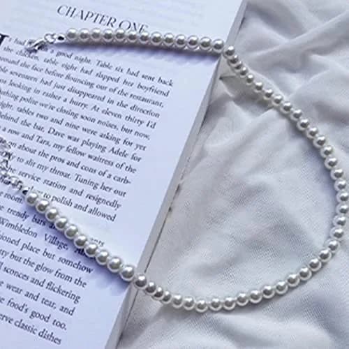 HERIER Pearl Necklace for Women 6MM | Elegant Imitation Pearl Jewelry with Silver or Gold Finish thumbnail 3