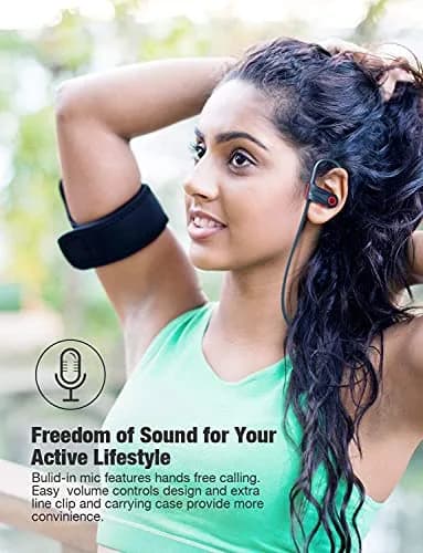 Otium U18 Wireless Bluetooth 5.3 Sport Headphones with Earhooks & Mic | 16 Hours Playtime thumbnail 6