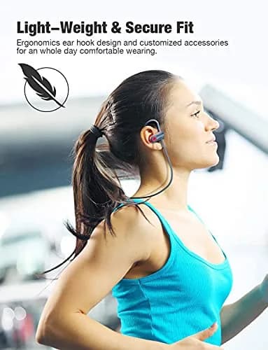 Otium U18 Wireless Bluetooth 5.3 Sport Headphones with Earhooks & Mic | 16 Hours Playtime thumbnail 3
