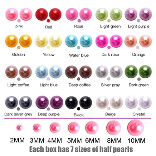 BLAAROOM Half Pearls for Crafts 2-10mm | Flatback DIY Nail Art & Jewelry Embellishments thumbnail 5