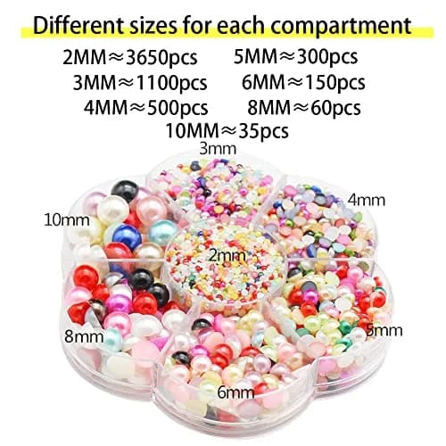 BLAAROOM Half Pearls for Crafts 2-10mm | Flatback DIY Nail Art & Jewelry Embellishments thumbnail 2