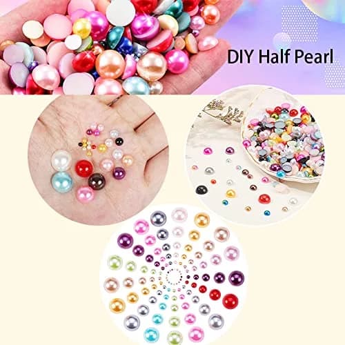 BLAAROOM Half Pearls for Crafts 2-10mm | Flatback DIY Nail Art & Jewelry Embellishments thumbnail 3