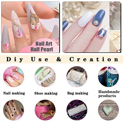 BLAAROOM Half Pearls for Crafts 2-10mm | Flatback DIY Nail Art & Jewelry Embellishments thumbnail 4