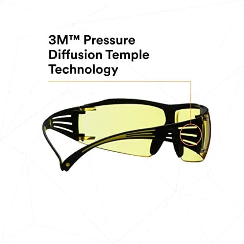 3M Safety Glasses, SecureFit 400, Amber Lens, Yellow/Black Temples | Impact-Resistant, Anti-Fog, Comfortable Fit thumbnail 4