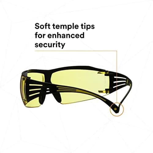 3M Safety Glasses, SecureFit 400, Amber Lens, Yellow/Black Temples | Impact-Resistant, Anti-Fog, Comfortable Fit thumbnail 6