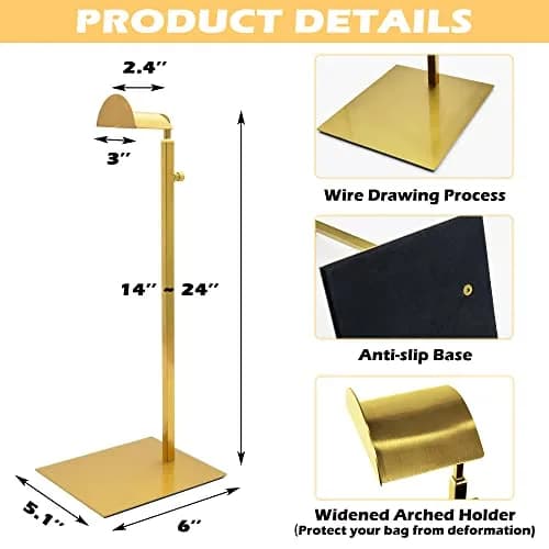 Royxen 3 Pack Purse Holder, Adjustable Bag Display Stand 38.1 cm - 61 cm (15" - 24") | Retail Store Fixture thumbnail 2