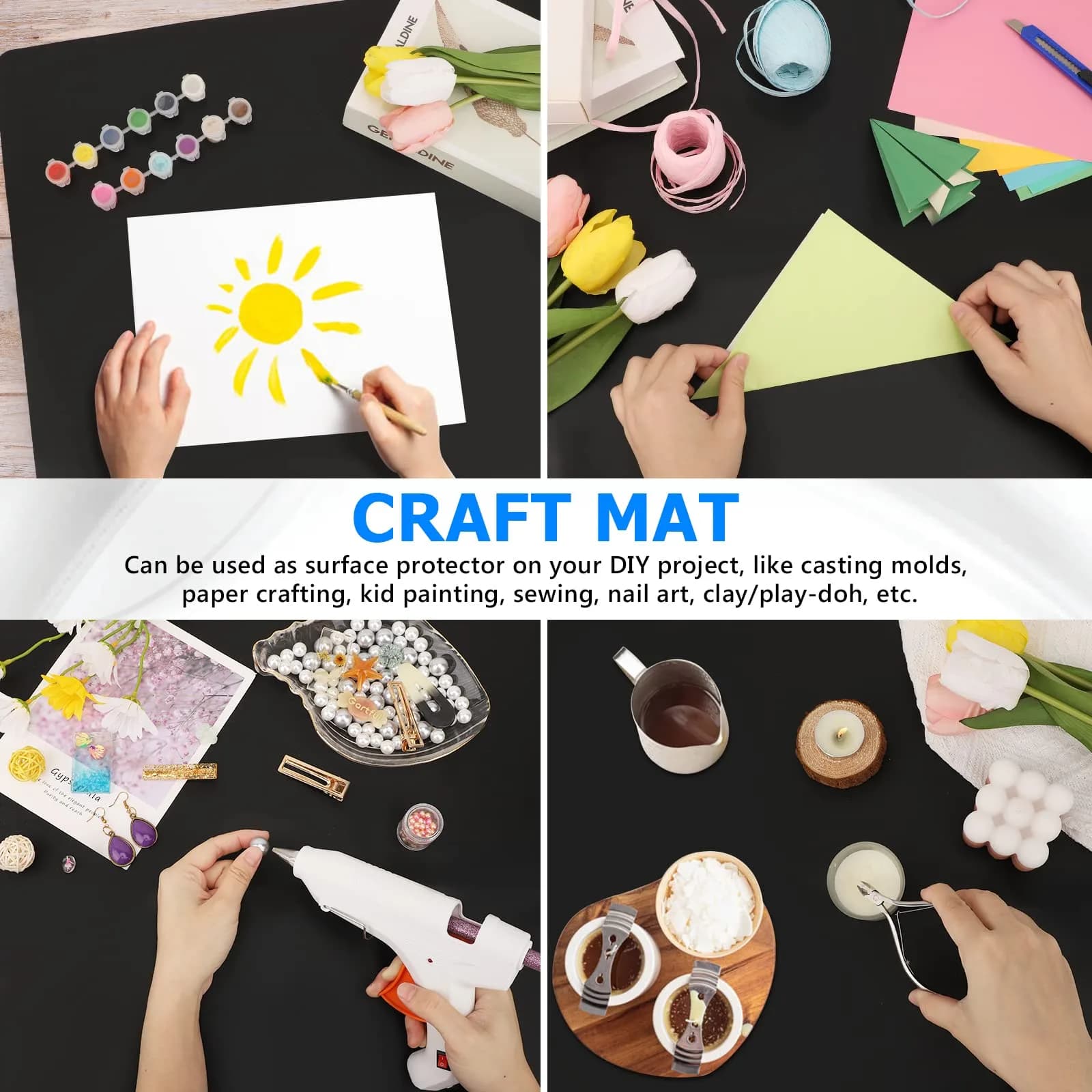 Gartful Extra Large Silicone Craft Mat 90cm x 60cm (35.4" x 23.6") | Protects Surfaces from Resin, Paint, and Heat - view 5