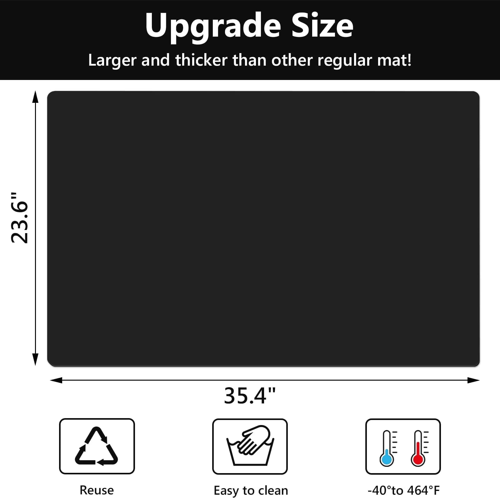 Gartful Extra Large Silicone Craft Mat 90cm x 60cm (35.4" x 23.6") | Protects Surfaces from Resin, Paint, and Heat - view 2