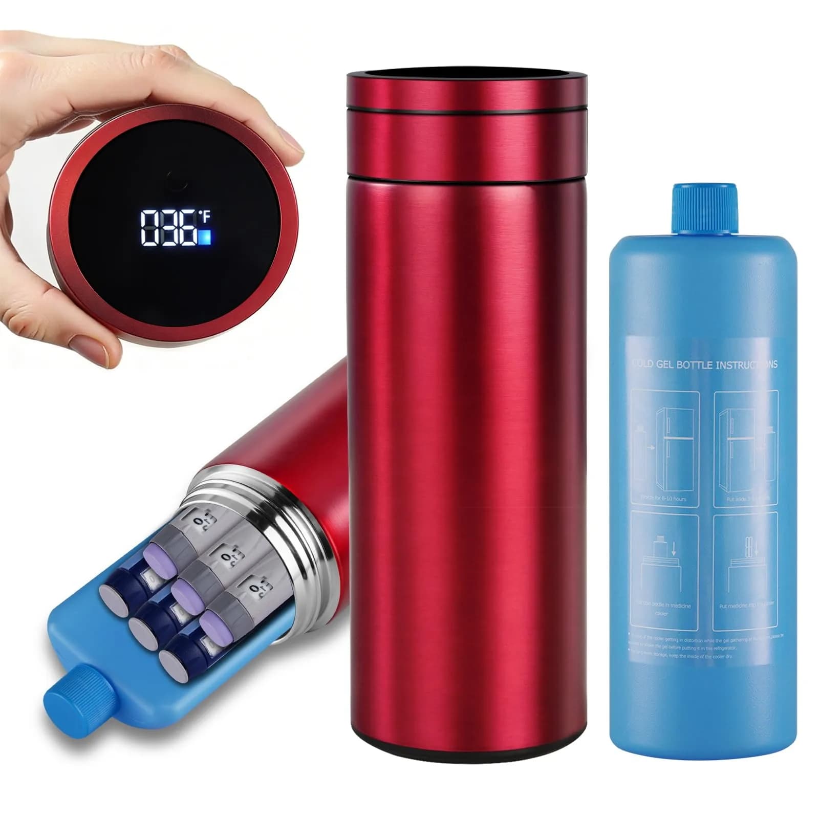 Bogush Insulin Cooler Travel Case Red 23.2cm (9.1in) | TSA Approved for 6-8 Pens - main product image