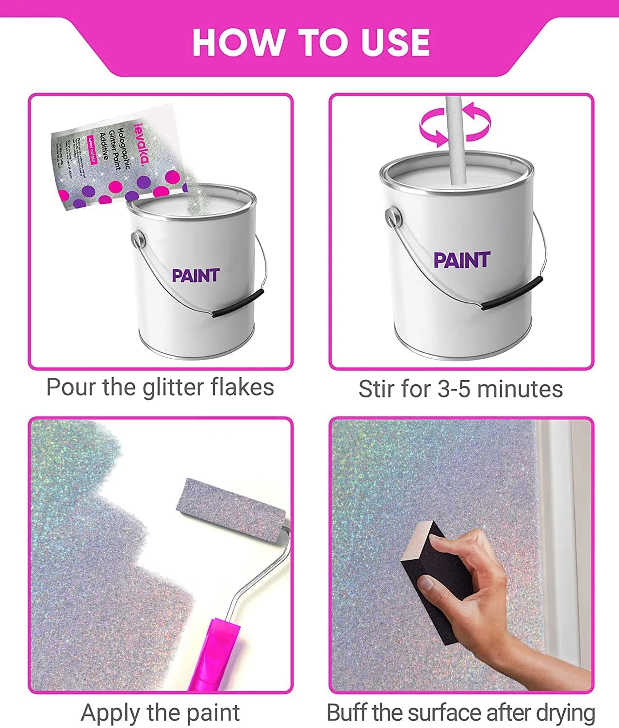 FBGC Holographic Silver Glitter Paint Additive 14.11oz | Dazzling Sparkle for Walls & Furniture - view 4