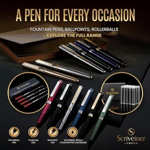 Scriveiner Black Rollerball Pen Refills 4 Pack (11.6cm L x 2.8cm W x 1cm H) | Made in Germany, Schmidt 888 Size thumbnail 7