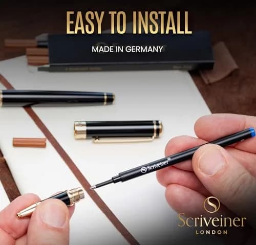 Scriveiner Rollerball Pen Refills Blue Broad Tip 4-Pack | Made in Germany, Schmidt 888 Size, Liquid Ink thumbnail 4