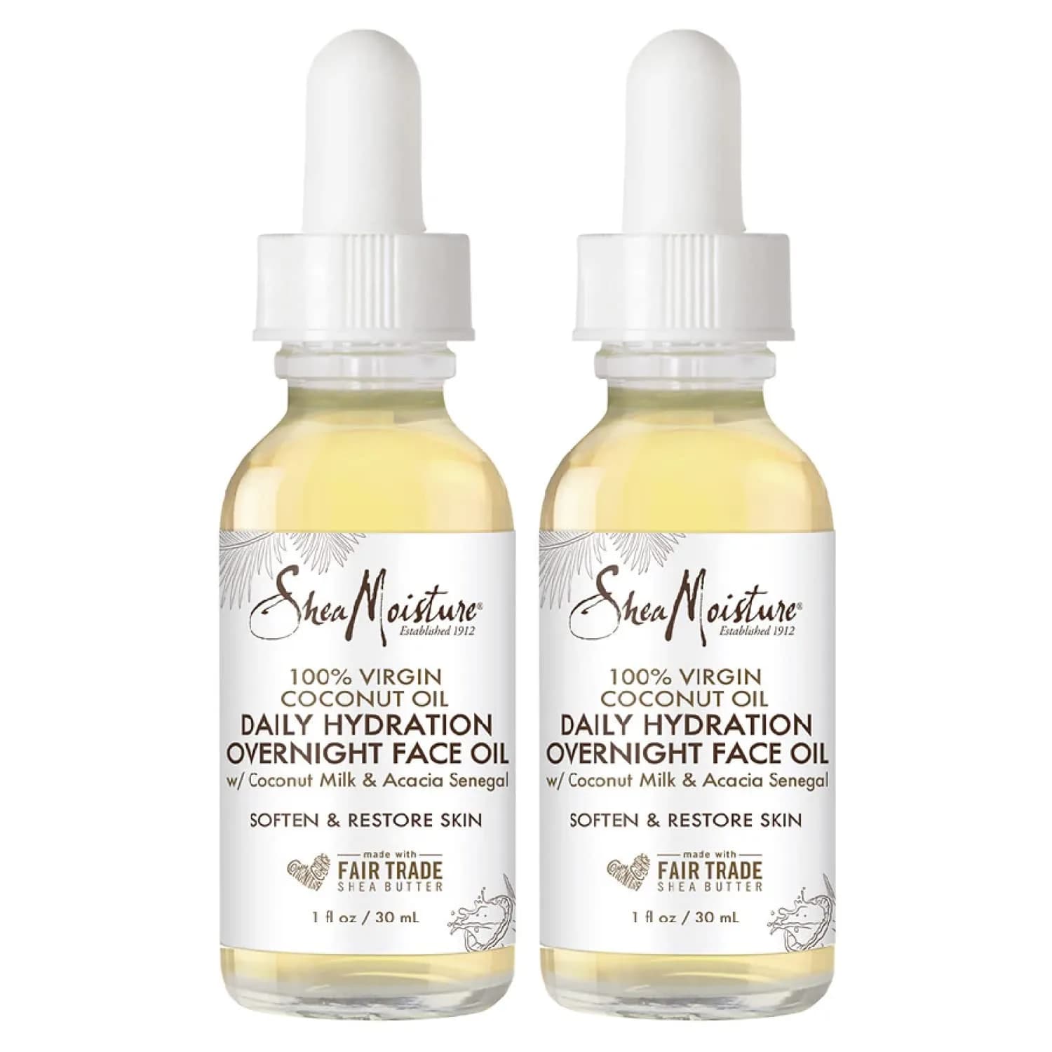 Shea Moisture Coconut Oil for Face - Daily Hydration Overnight Face Oil 200ml (6.76 Fl Oz) | Natural Skin Care for Dry Skin - main product image
