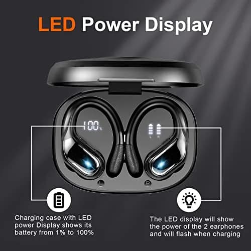 Ltinist Wireless Earbud, Bluetooth 5.3 Headphones with Earhooks, 75H Battery, IP7 Waterproof, Built-in Microphone for Running Sports thumbnail 4